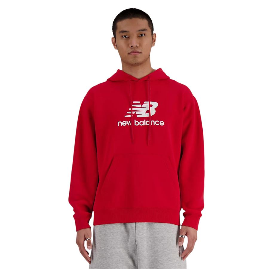 Sport essentials fleece logo hoodie felpa da uomo con cappuccio New Balance | MT41505TRE